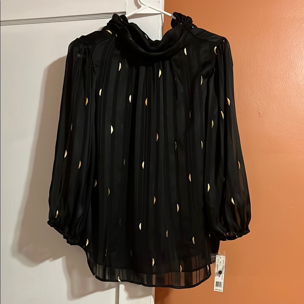 Zac & Rachel Black Blouse with Puff Sleeves and Ruffled Details